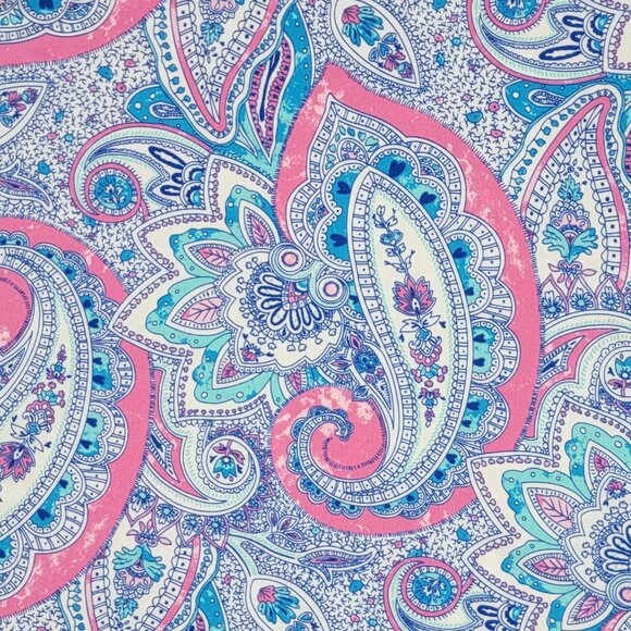 Cynthia Rowley Pink Aqua Blue Paisley A-Line Dress With POCKETS! - S - Picture 6 of 6